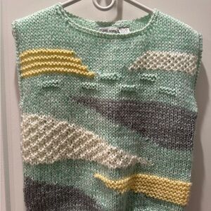 Vintage 80s/90s SML Sport Mint Green and Yellow Sweater Vest